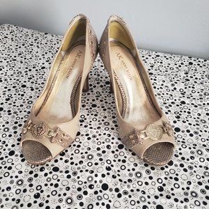 Anne Klein  Patent Leather Open Toe High Heels